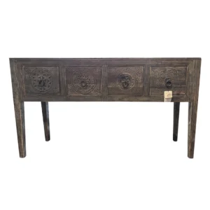 Consola Kashi de Madera Negro Tallada en India