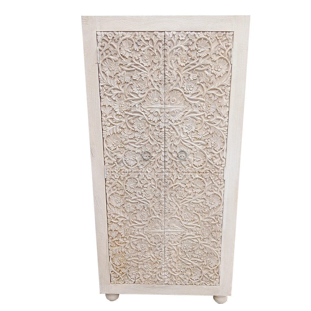 Armario de madera Blanco Tallado - madera en blanco - Kambora Colombia