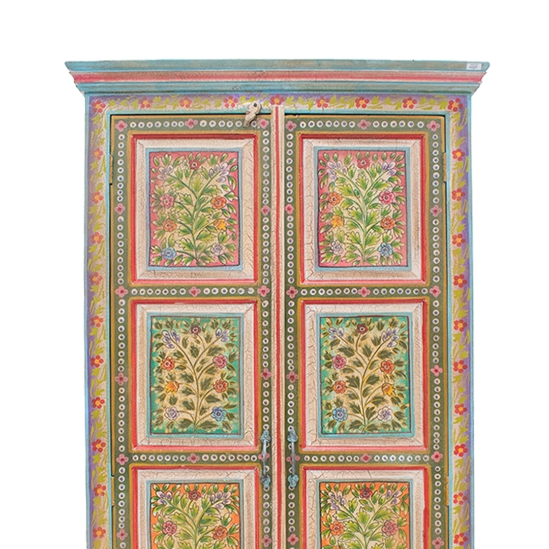 Armario de Madera Verde Pintado en India - Image 2