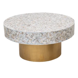 Mesa de Nácar y Metal Blanco Forjado en India