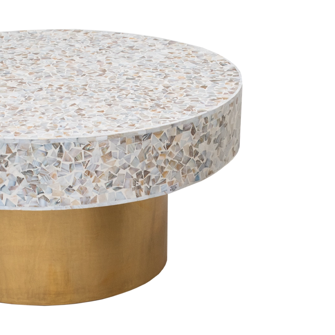 Mesa de Nácar y Metal Blanco Forjado en India - Image 2