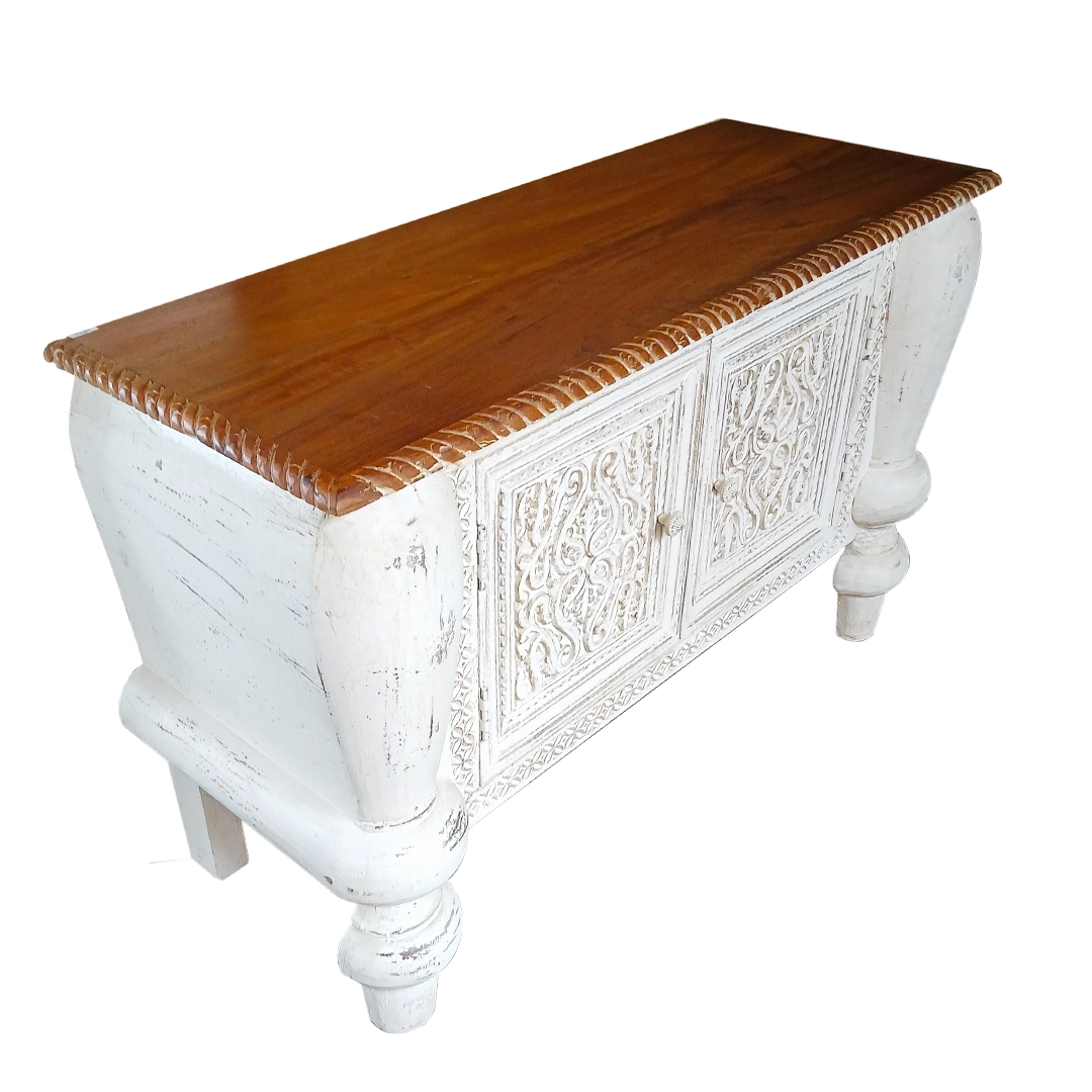 Armario Kali de Madera Blanco Pintado en India - Image 3