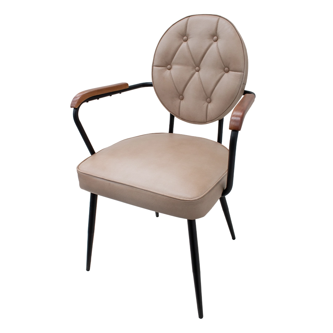 Silla Kong de Cuero y Madera y Metal Beige - Image 2