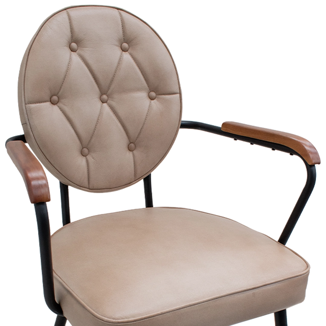 Silla Kong de Cuero y Madera y Metal Beige - Image 3