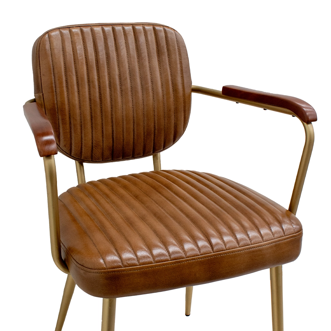 Silla Kong de Cuero y Madera y Metal Café - Image 4