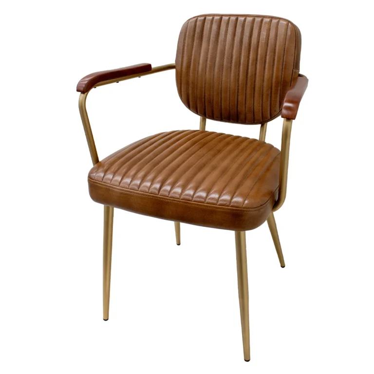 Silla Kong de Cuero y Madera y Metal Café