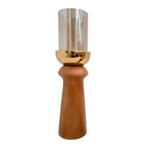 Candelabro Kassa de Vidrio y Madera y Metal Dorado