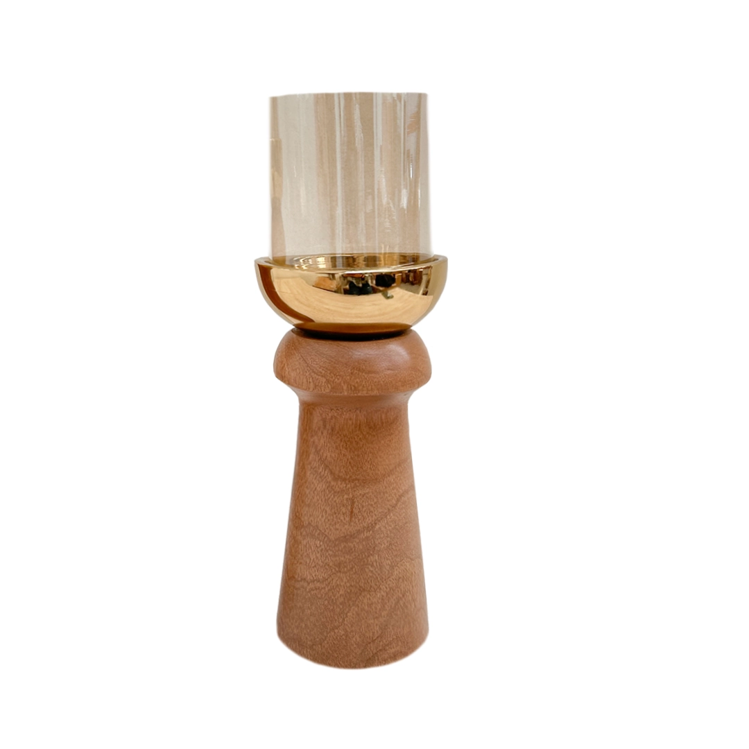 Candelabro Kassa de Vidrio y Madera y Metal Dorado - Image 2