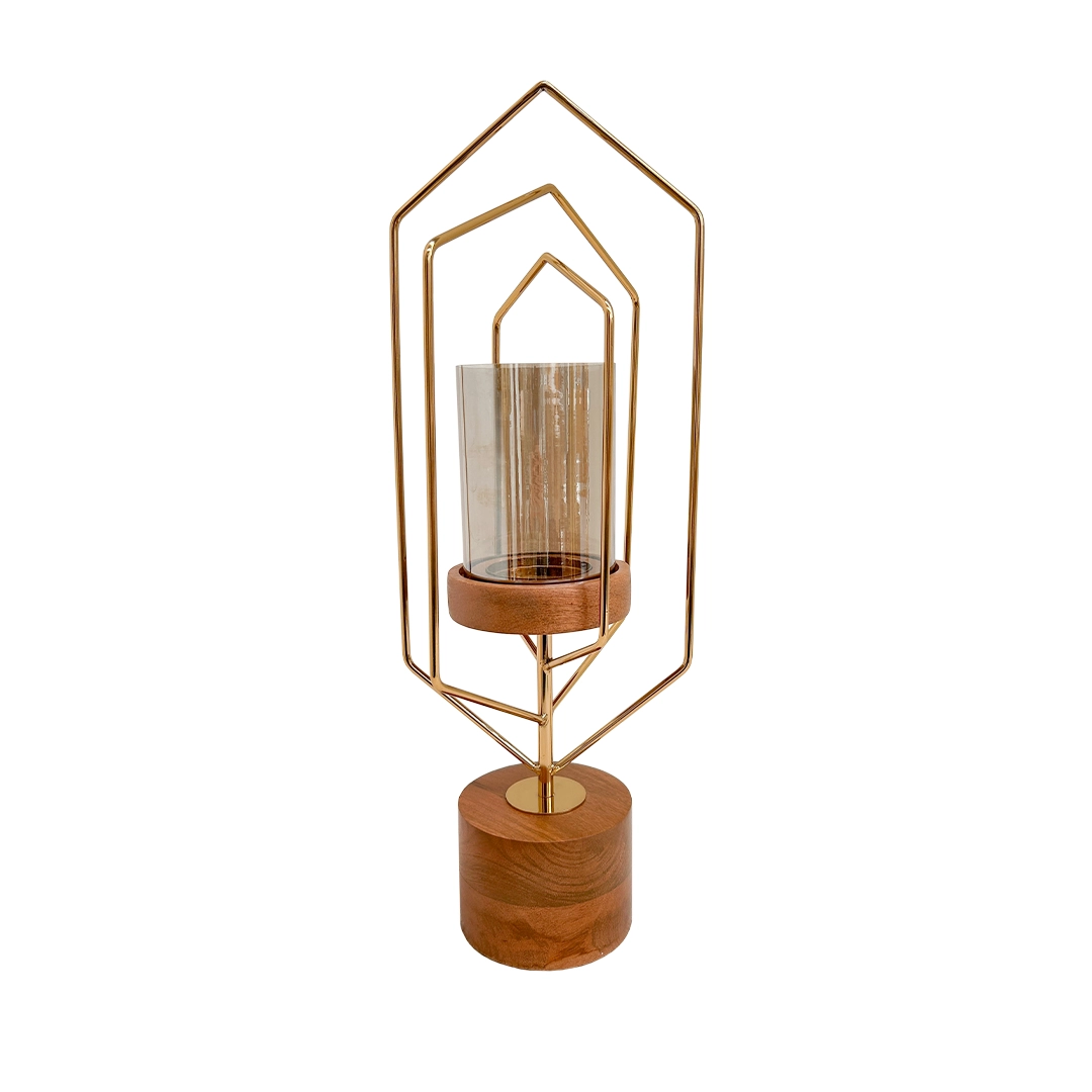 Candelabro Kassa de Vidrio y Madera y Metal Dorado - Image 4
