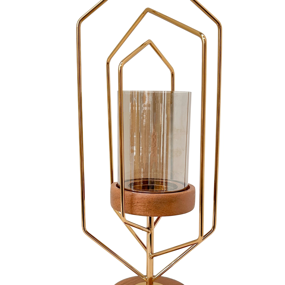 Candelabro Kassa de Vidrio y Madera y Metal Dorado - Image 3