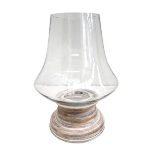 Candelabro Kassa de Vidrio y Madera Blanco