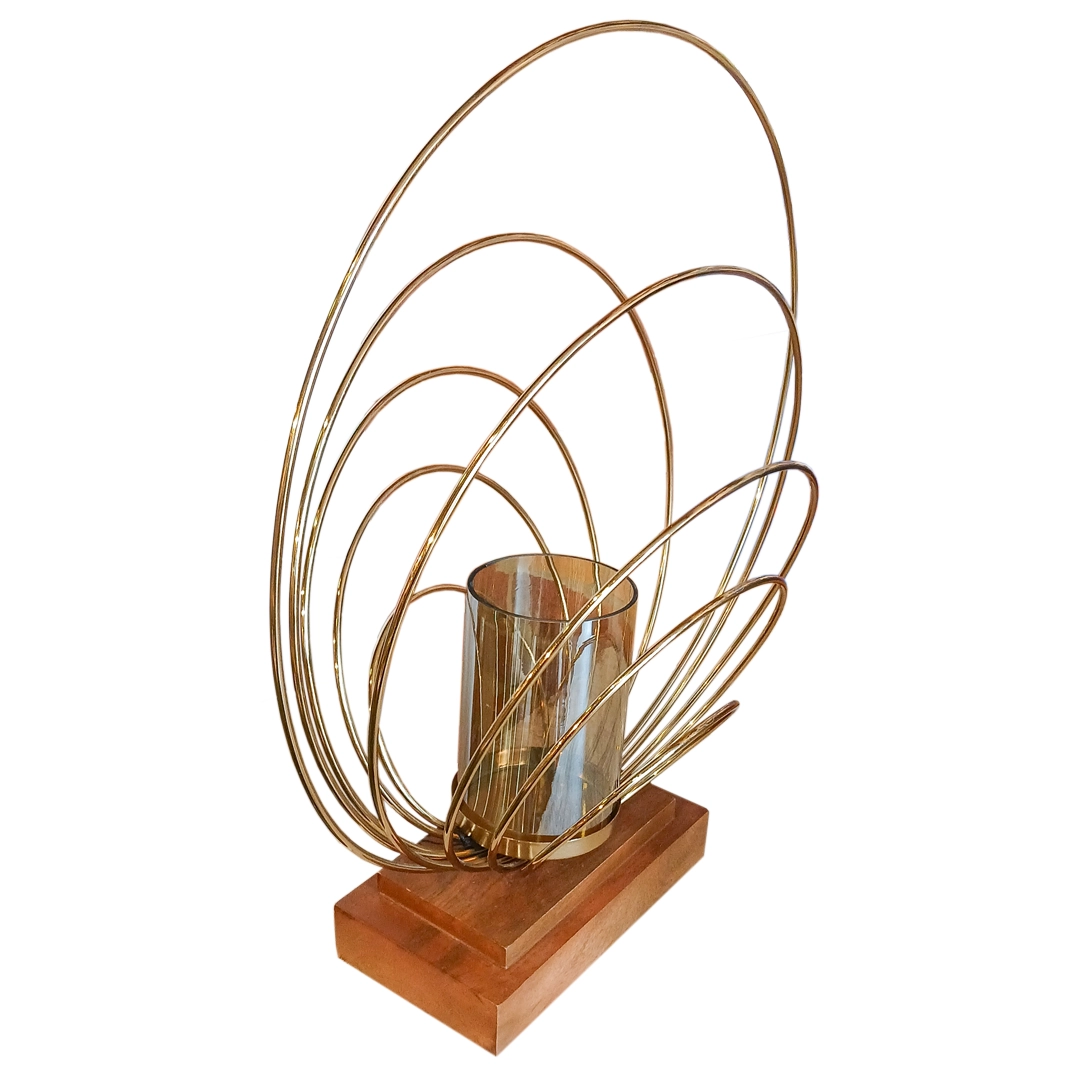 Candelabro Kassa de Vidrio y Madera y Metal Dorado - Image 2