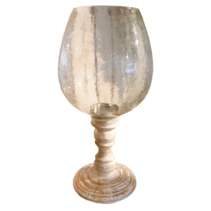 Candelabro Kassa de Vidrio y Madera Blanco