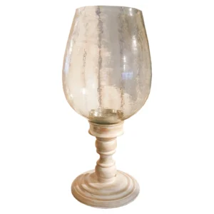 Candelabro Kassa de Vidrio y Madera Blanco