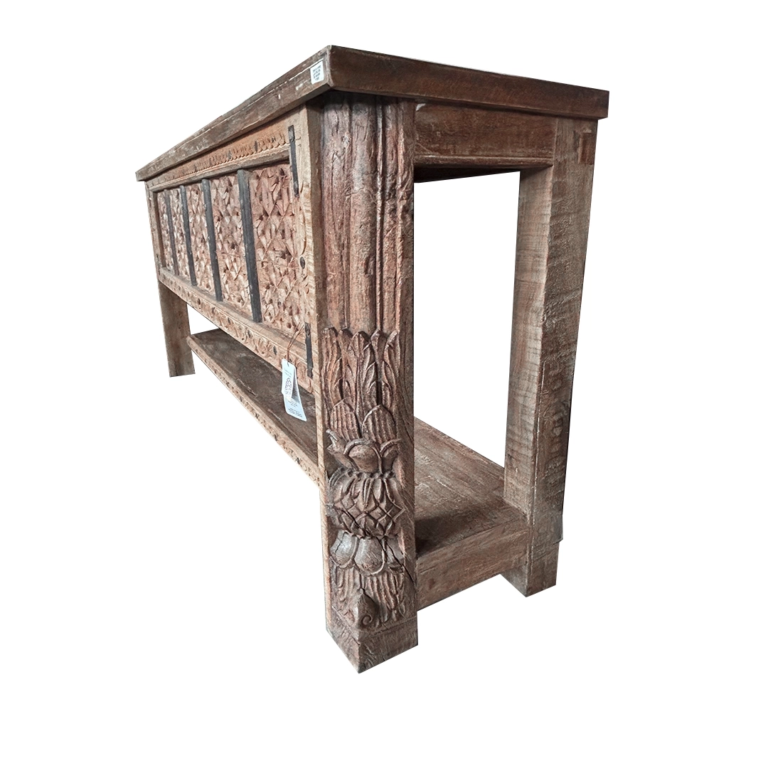 Consola Kalu de Madera Café Tallada en India - Image 3