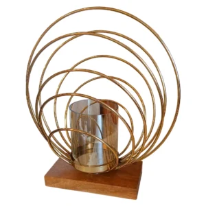 Candelabro de Metal y Madera Dorado