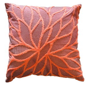 Cojín de Algodón y Acrílico Rojo - naranja Bordado en India <p>E...