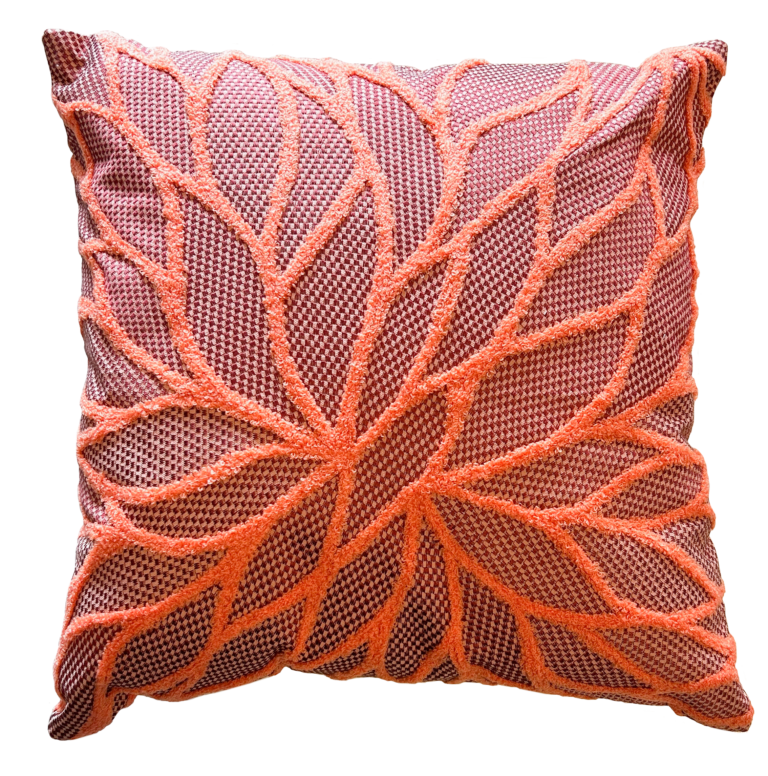 Cojín de Algodón y Acrílico Rojo - naranja Bordado en India <p>E...