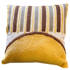 Cojín de Algodón y Acrílico Amarillo - café - blanco Bordado en...