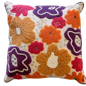Cojín de Algodón y Acrílico Blanco – morado – café