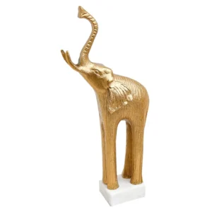 Elefante Mediano de Metal y Mármol Dorado