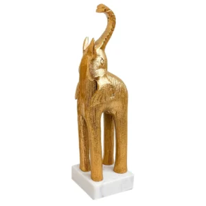 Elefante Pequeño de Metal y Mármol Dorado