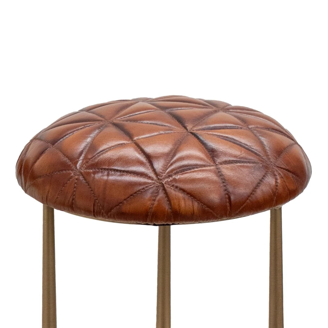 Silla de Cuero y Metal Café - Image 2